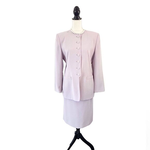 Le Suit Vintage Women’s Pastel Purple Long Sleeve Button Up Skirt Suit Size 12 - Picture 2 of 15